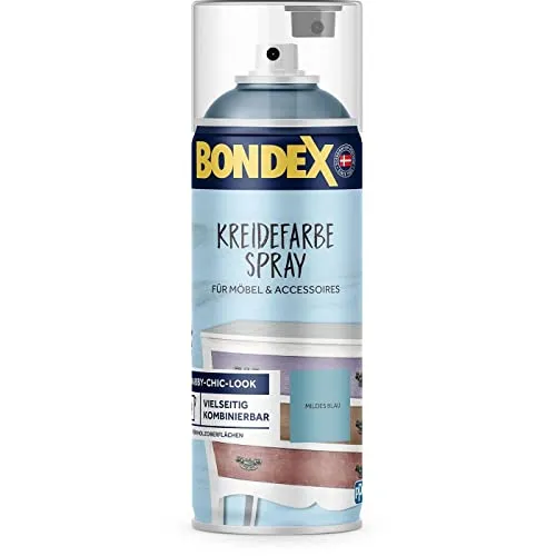 Bondex 446763 Kreidefarbe Spray mildes blau 0,4 L für 4 m² - Einfach und Schnell: Schütteln & Sprühen - Leichte Verarbeitung - Shabby Look Farbe