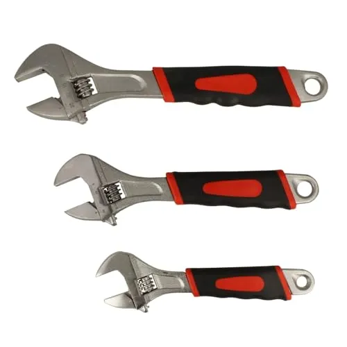 BOOMET Rollgabelschlüssel Set 3er 200mm/250mm/300mm - Vielseitiges Rollgabelschlüssel Set für präzise Anwendungen. Verstellbare Backen passen sich optimal an Schrauben und Muttern an, ideal für Mechanik, Rohrleitungen und Haushalt.