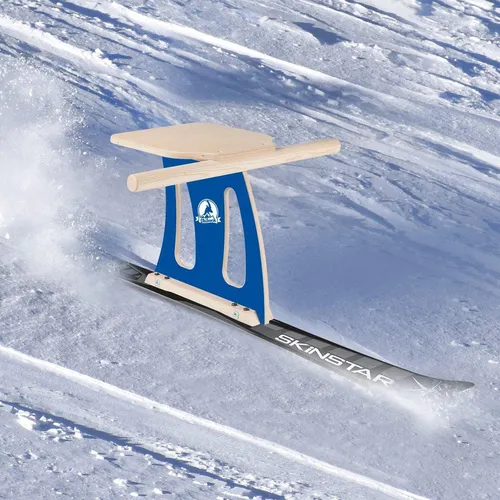 SkiBock XL Skirodel Komplett-Set Schlitten Ski Schnee Rodel Winter blau