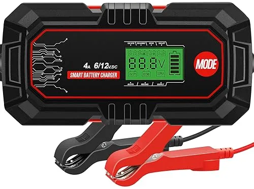 4A Autobatterie Ladegerät, 6V/12V Vollautomatisches KFZ Batterieladegerät, Batteriepfleger Mit Rekonditionierungsmodus Und AGM-Option für Auto Motorrad Boot Batterien