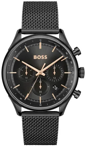 BOSS Chronograph GREGOR 1514065 - Elegante Herrenuhr mit Stoppfunktion und schwarzem Edelstahlarmband, wasserdicht bis 5 bar – perfekt für jeden Anlass.