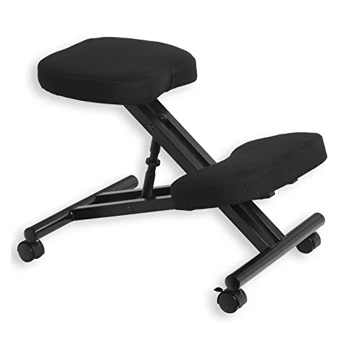 IDIMEX Kniestuhl Robert - Höhenverstellbarer Kniehocker in Schwarz - Ergonomischer Bürostuhl für gesunde Sitzhaltung, bequem gepolstert und rollbar, ideal gegen Rückenschmerzen. Maximale Belastbarkeit: 100 kg.