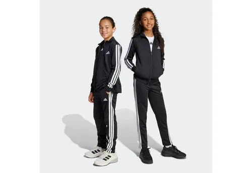 adidas 3 STRIPES Trainingsanzug Kinder in black-white, Größe 152 - Trainingsanzug für Kinder, atmungsaktiv und feuchtigkeitsregulierend dank climacool-Technologie, ideal für Sport und Freizeit.