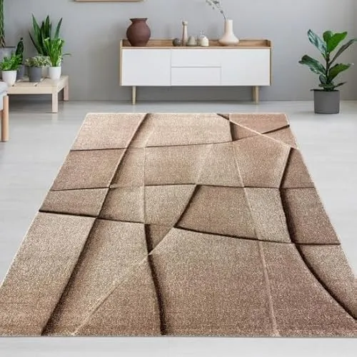 CARPETIA Geometrischer Teppich 160 x 230 cm in braun von Carpetia
