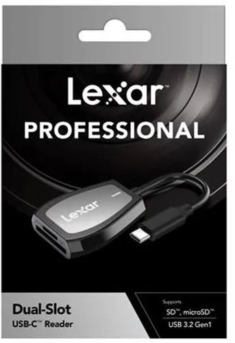Lexar Professional USB-C Dual-Slot Kartenleser - Speicherkartenleser für SD und microSD mit ultraschneller Übertragungsgeschwindigkeit von bis zu 312MB/s, ideal für Fotografen und Videografen.