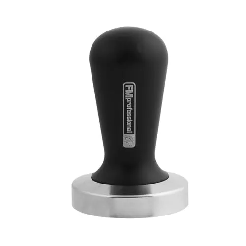 FMprofessional Tamper Ø 58mm, Espresso-Stempel aus Aluminium und Edelstahl, Kaffestampfer für den perfekten Kaffe-Genuss, (Farbe: Schwarz/Silber), Menge: 1Stück