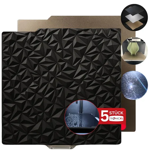 5x Bambulab Druckplatte Textur PEI glatt für 3D-Drucker - Set mit 5 hochwertigen Druckplatten für Bambulab A1, P1S, P1P und X1. Ideal für präzise Druckergebnisse und verbesserte Haftung während des Druckprozesses.