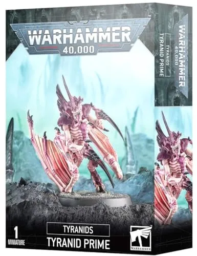 Warhammer 40K - TYRANID Prime, 44-06 - Battling Tops: Geflügeltes Tyranidenführer-Biest für schnelle Flankenangriffe, perfektioniert für den Kampf gegen freiliegende Einheiten. Enthält Karten und ist ideal für strategische Spiele.