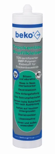 beko Trockenbau Profilkleber 310 ml weiß - TÜV-zertifizierter Kleber für UW-Rahmenprofile, schraubenlose Montage und schnelle Aushärtung in nur 15 Minuten
