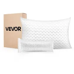 VEVOR Kopfkissen, Queen-Size, Schlafkissen mit Memory-Schaum-Füllung, Bettkissen, stützend & verstellbar, inklusive Kissenbezug aus Naturfaser, Bettwäsche für Rücken-, Bauch- & Seitenschläfer