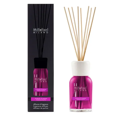 MILLEFIORI MILANO Raumduft Diffuser 500 ml - RHUBARB & PEPPER - Wiederbefüllbarer Diffuser mit 500 ml Kapazität für langanhaltenden Duft. Ideal für ein angenehmes Wohnambiente.