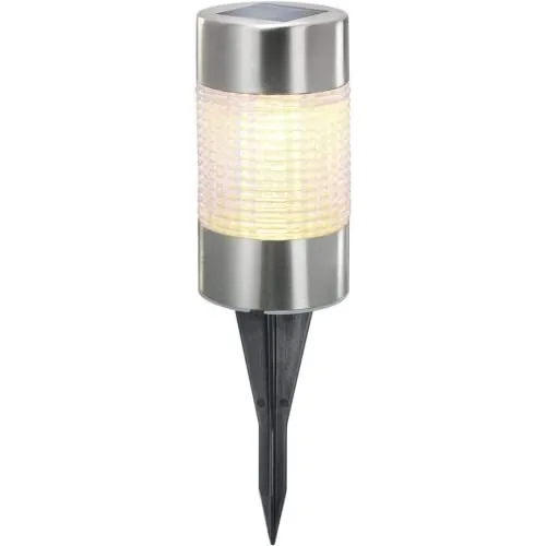 Esotec Solarleuchte Puc Light, LED Standleuchte, Stecklicht, Wegmarkierung, Wegeleuchte, Gartenlicht, Solarlichter, Garten, Balkon, Metall, silber, Akku, IP44, H=12cm, außen, wetterfest, 102608