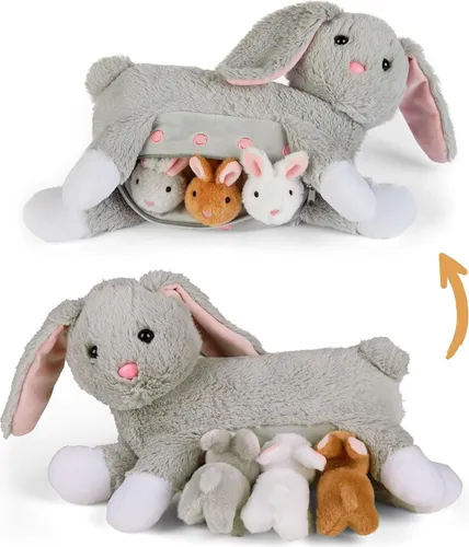 Mamanimals Hasen Kuscheltier mit 3 Baby Kaninchen