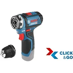 Bosch Professional 12V System Akku Bohrschrauber - FlexiClick System (inkl. Bohrfutteraufsatz GFA 12-B, 2x L-BOXX-Einlage, L-BOXX, ohne Akku/ Ladegerät)
