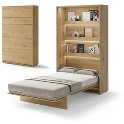 Compleo Schrankbett Vertical Wandklappbett Lenart Bed Concept, Ideal für kleine Räume braun