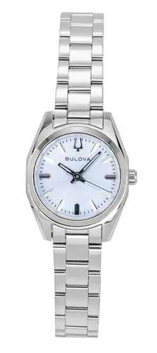 Bulova 96L345 Armbanduhr Damen - Elegante Quarz-Uhr - Armbanduhren für Damen mit silbernem Edelstahlarmband und blauem Zifferblatt. Saphirglas und 3 ATM wasserdicht – ideal für stilbewusste Frauen.