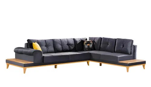 Ecksofa L-Form - Modernes Design in Schwarz - Elegantes Ecksofa in Schwarz, perfekt für große Wohnzimmer. Mit Schlafsofa-Funktion und Platz für mehr als 6 Personen. Ideal für stilvolle Entspannung und gesellige Abende.