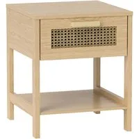 HOMCOM Nachttisch mit Rattan-Design - Nachttisch mit 1 Schublade und offener Ablage, elegantes Rattan-Design, schützt vor Feuchtigkeit und bietet praktischen Stauraum für Ihr Schlafzimmer oder Wohnzimmer.