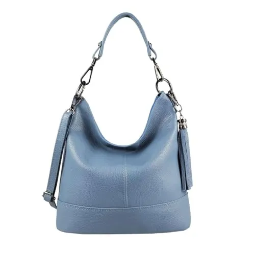ITALYSHOP24 Schultertasche aus italienischem Leder - Elegante Schultertasche aus 100% echtem italienischem Leder, ideal für jede Gelegenheit. Mit abnehmbaren Gurten und geräumigem Hauptfach ist sie die perfekte Begleiterin für stilbewusste Damen.
