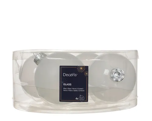 Kaemingk Weihnachtsbaumkugel, Weihnachtskugeln Glas 8cm 4 Stück - Winterweiss transparent