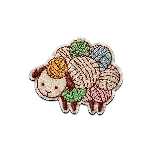 Mono-Quick Schaf mit Wolle Tier - Aufnäher, Bügelbild, Aufbügler, Applikationen, Patches, Flicken, zum aufbügeln, Größe: 4,3 x 5,2 cm