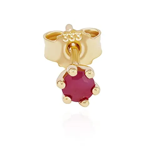 NKlaus Einzel echt Rubin Ohrstecker 333 Gelb Gold 8 Karat - Ohrringe für Damen mit echt rubin, 3,5mm Durchmesser und elegantem Butterfly-Verschluss, perfekt für stilvolle Akzente.