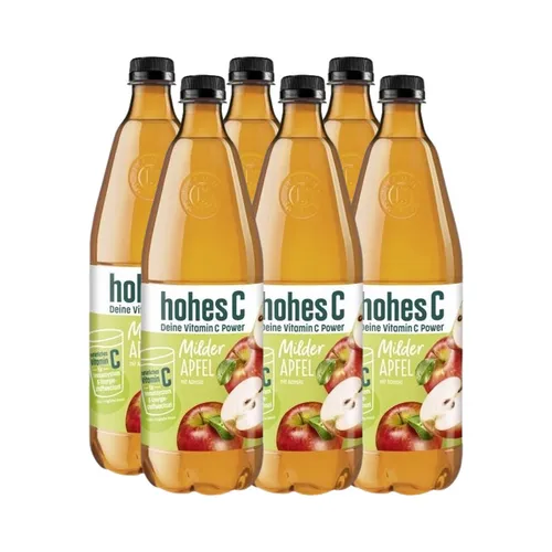 hohes C Milder Apfel (6 x 1l), 100% Apfelsaft, vegan, ohne Zuckerzusatz
