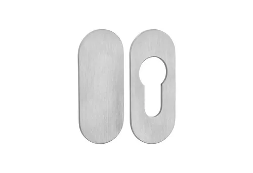 SO-TECH® Türbeschlag selbstklebende Edelstahl Tür-Rosetten mit 3M-VHB-Klebepad (2 St), PZ-Kleberosette + Blindrosette oval 65 x 28 x 2 mm satiniert