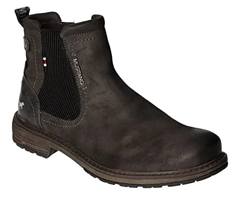 Mustang Herren Stiefel Dunkelgrau EU 40 - Wanderschuhe im Chelsea-Style, gefüttert für optimalen Komfort und mit praktischem Reißverschluss.
