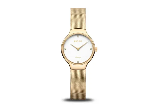 BERING Damen Uhr Quarz Movement - Classic Collection mit Saphirglas - Armbanduhren für Damen - Klassisch und puristisch, mit hochkratzfestem Saphirglas und elegantem gold IP-plated Edelstahl, ideal für stilbewusste Frauen.