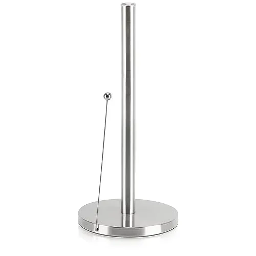 com-four® Küchenrollenhalter stehend - Papierrollenhalter für die Küche - stehender Rollenhalter aus Edelstahl - Küchenrollenhalterung mit Kugelkopf-Blattfixierung (01 Stück - 33.5 cm mit Klemmstab)