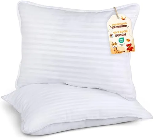 Utopia Bedding Kopfkissen Kleinkind 40 x 60 cm, 2er Set Kinderkopfkissen, Atmungsaktiv Polybaumwolle Gewebe, Kinderkissen zum Schlafen, Kissen für Kleinkinder, Für Kinder ab 2 Jahren (Weiß)