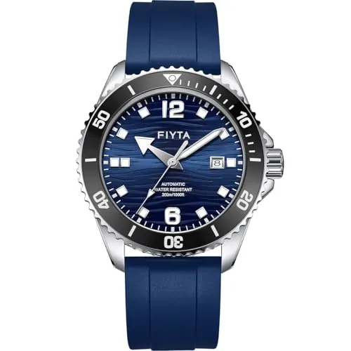 FIYTA Mechanische Herren-Armbanduhr, Voyage-Serie, Taucheruhr, Handaufzug, 300 m wasserdicht, 316L-Stahl, 3-Zeiger-Datum, leuchtend, drehbare Lünette, 43 mm