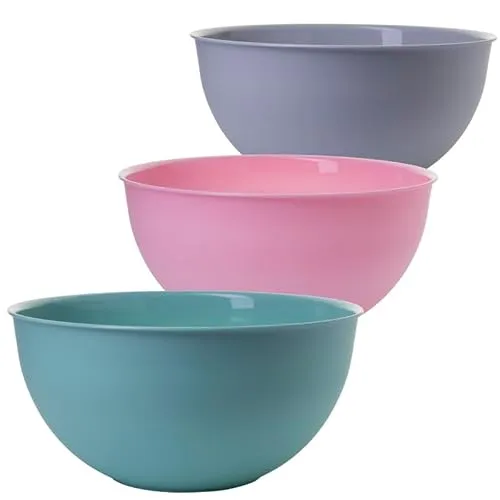 2friends Schüssel 5l, 13x24cm, 3er Set, Salatschüssel, Rührschüssel, Kunststoff (PP) BPA-frei, Farbe: hell grau, pastell rosa, grün, Made in EU