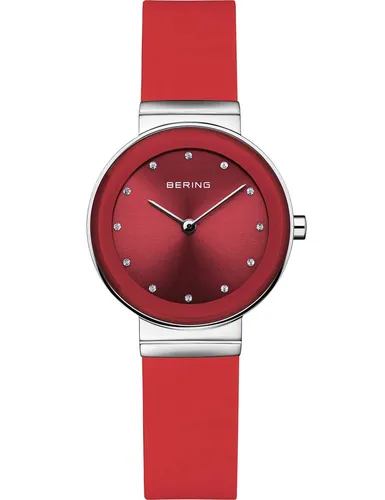 Bering Quarzuhr Bering Classic 10129-503 - Armbanduhren: Elegante Quarzuhr mit glänzendem Edelstahlgehäuse und rotem Zifferblatt, Saphirglas für Kratzschutz und 3 ATM Wasserdichtigkeit.