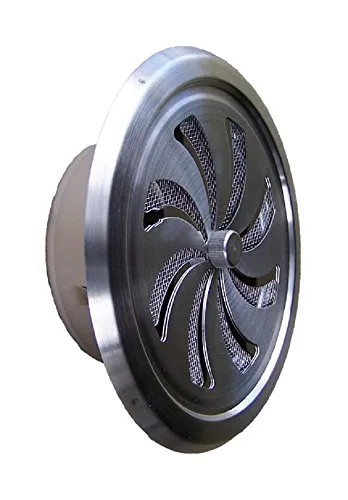 Lüftungrosette Edelstahl verstellbar mit Stutzen DN 100 mit Schaumgummidichtung