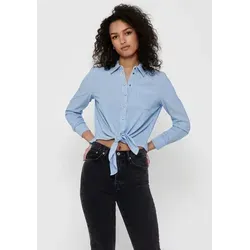 ONLY Damen Onllecey Stripe Knot Dnm Shirt Noos Bluse, Cloud Dancer, L EU - Modische Bluse mit Streifen und Knotendetail, perfekt für lässige Looks und vielseitig kombinierbar.