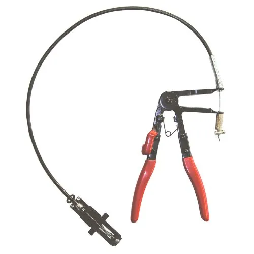 ALKAN Schlauchschellenzange für Federbandschellen mit Bowdenzug und Ratschenfunktion, Rot
