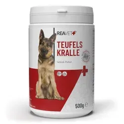 Teufelskralle 500 g - ReaVET - Tiergesundheit: Rezeptfreies Pulver zur Unterstützung der Gelenkgesundheit bei Tieren, ideal für aktive Haustiere.