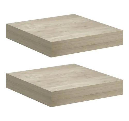 furnicato Wandregal 2er Set Wandregale 23 x 23,5 x 3,8 cm Eichefarben mit Metallrahmen, 2-tlg.