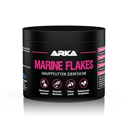 ARKA Marine Flakes - 500 ml / 50 g - Flockenfutter für Meerwasserfische, fördert Farbenpracht und Wachstum, kaltgepresst, unterstützt die Fischgesundheit