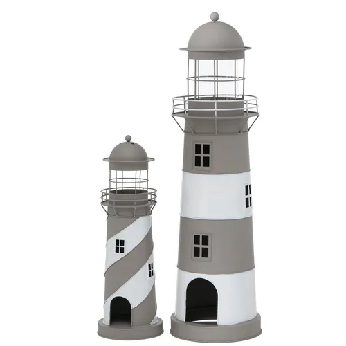 BOLTZE Laterne Amrum Leuchtturm 2er Set - Maritimes Design für stimmungsvolle Akzente - Kerzenständer & Teelichthalter, stilvolles maritimes Design, ideal für gemütliche Abende und Dekoration im Innen- und Außenbereich.