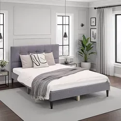 Homestyle4u 1730 Polsterbett 140 x 200 Grau - Modernes Polsterbett mit gepolstertem Kopfteil, ideal für gemütliche Abende. Inklusive stabilen Lattenrost und eleganten Holzfüßen, perfekt für Ihr Schlafzimmer.