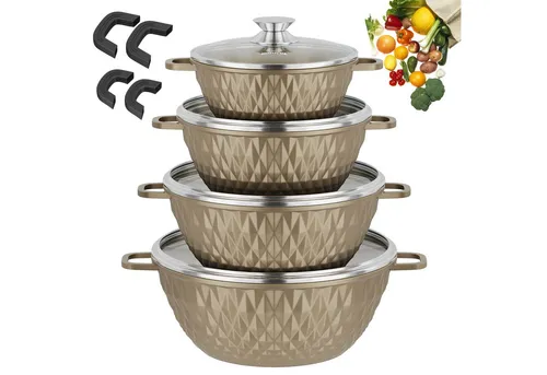 HOMELUX Topf-Set 8-tlg Kochtopf Set Induktions 20/24/28/32cm Töpfe Set mit Deckel, Aluminium (Kochtöpfe Induktions für Alle Herdarten), Induktion, Antihaft-beschichtung