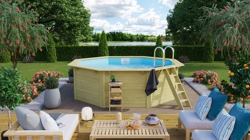 KONIFERA Achteckpool MADRID V1 (Set, 5-tlg), BxLxH: 400x400x124 cm
