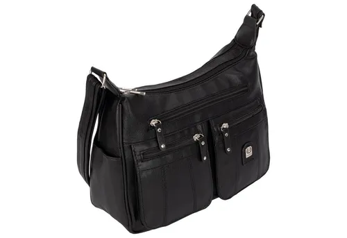 EAAKIE Umhängetasche Damen in Leder-Optik - Stylische Umhängetasche aus hochwertigem Kunstleder mit zwei großen Hauptfächern, verstellbarem Trageriemen und optimalem Tragekomfort - ideal für Freizeit, Schule und Reisen.