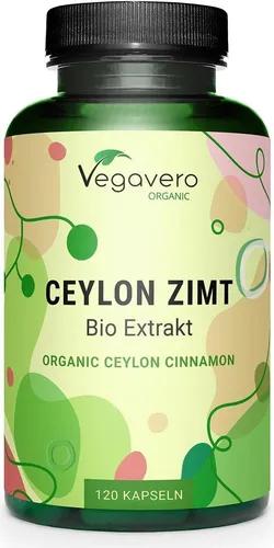 Vegavero Ceylon Zimt Extrakt | 120 Kapseln | 500 mg Zimt-Extrakt (5:1) pro Kapsel | vegan