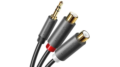 Ugreen adapter audio jack 3.5mm męski do 2xRCA żeński kabel 0.25m szary (AV109)