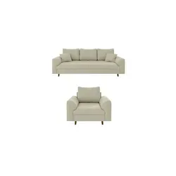 S-Style Möbel Polstergarnitur 3+1 Zara - Couchgarnituren im skandinavischen Stil, aus hochwertigem Cord-Stoff mit Wellenfederung für optimalen Sitzkomfort und stilvolles Design in Beige.