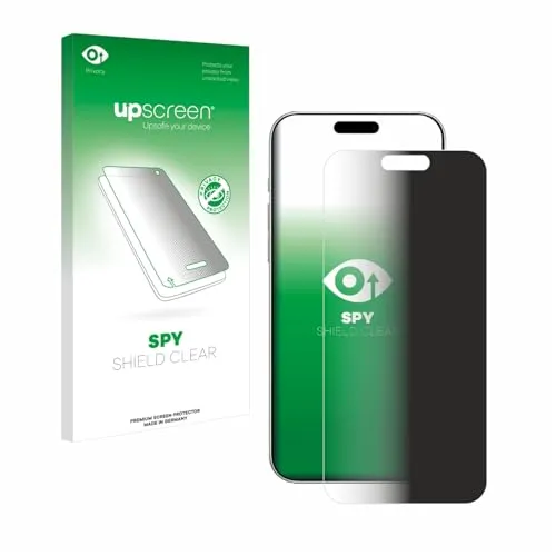 upscreen Anti-Spy Blickschutzfolie für Apple iPhone 16 Pro Made in Germany, Privacy Screen Displayschutz-Folie [Sichtschutz, Blaulichtfilter]